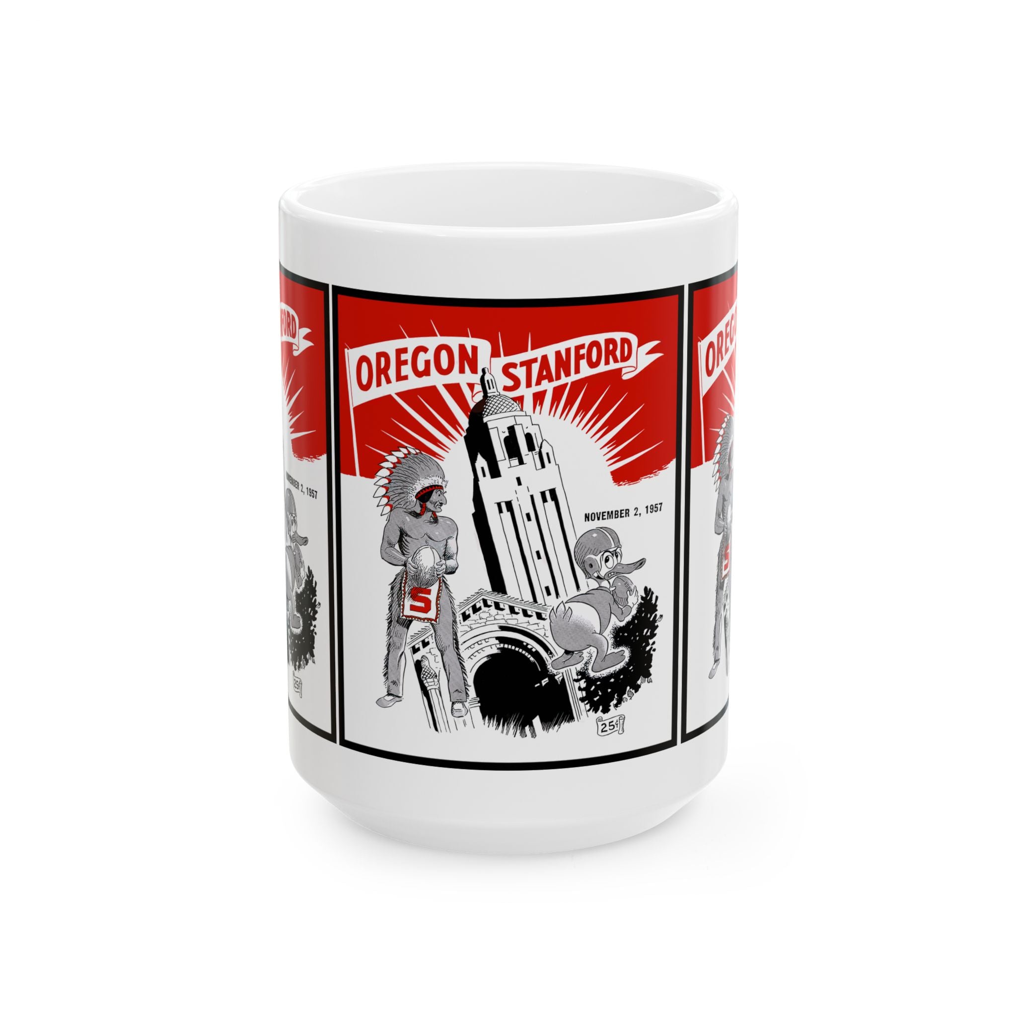 Vintage 1957 Oregon Stanford Football Ceramic Mug, Sports Fan Gift, College Football Memorabilia, Retro Coffee Cup, Football Enthusiast