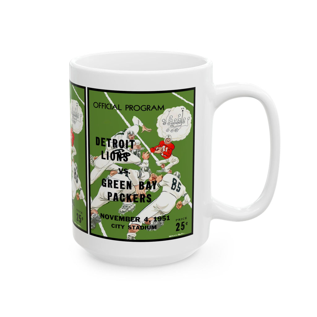 Football Ceramic Mug, 1951 Detroit Lions Green Bay Packers, Sports Fan Gift, Coffee Cup, Tea Mug, Drinkware, Football Memorabilia, Gift for