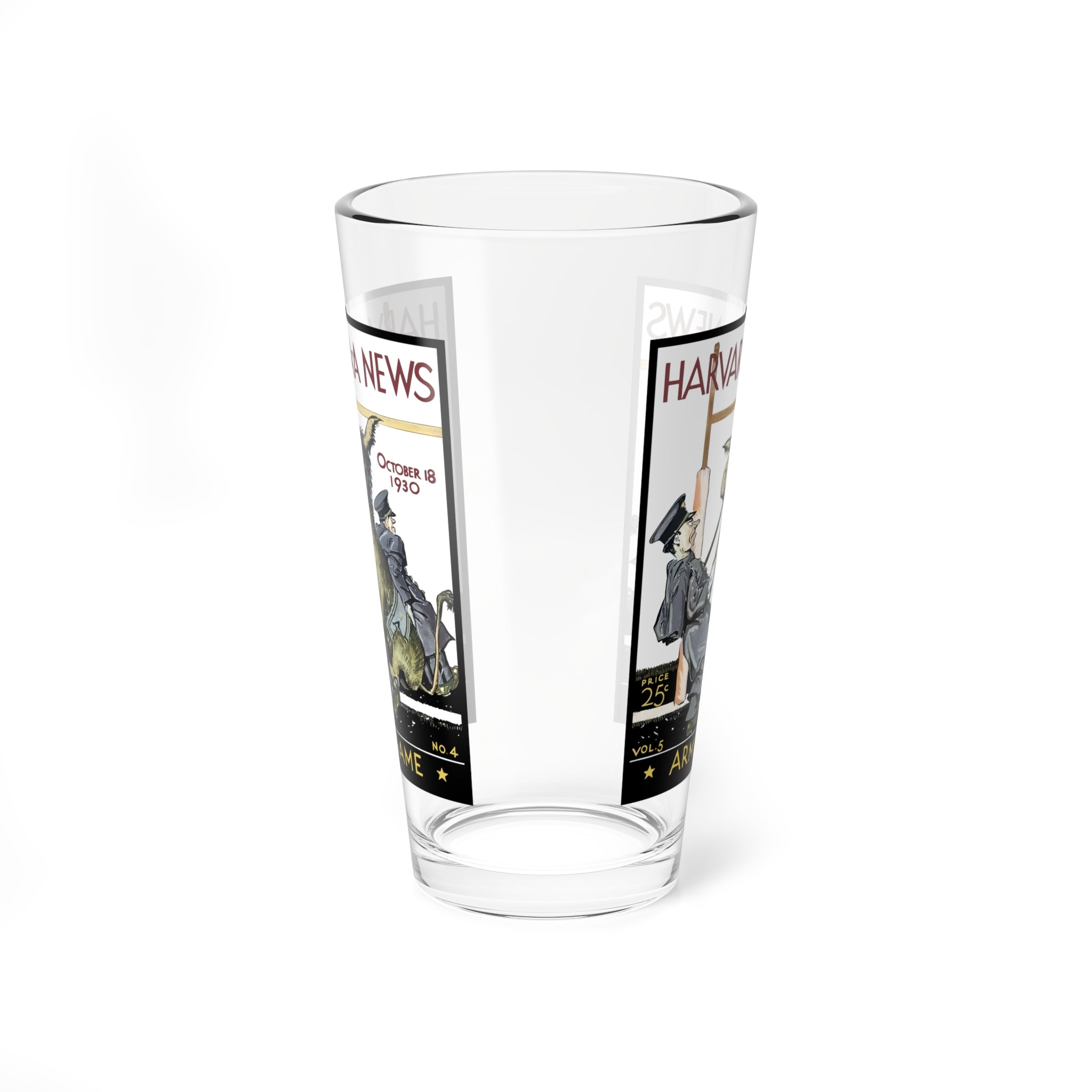 Mixing Glass, 16oz - Vintage 1930 Football Harvard-Army Decor, Barware Gift, Cocktail Glass, Retro Sports Fan Present, Unique Glassware