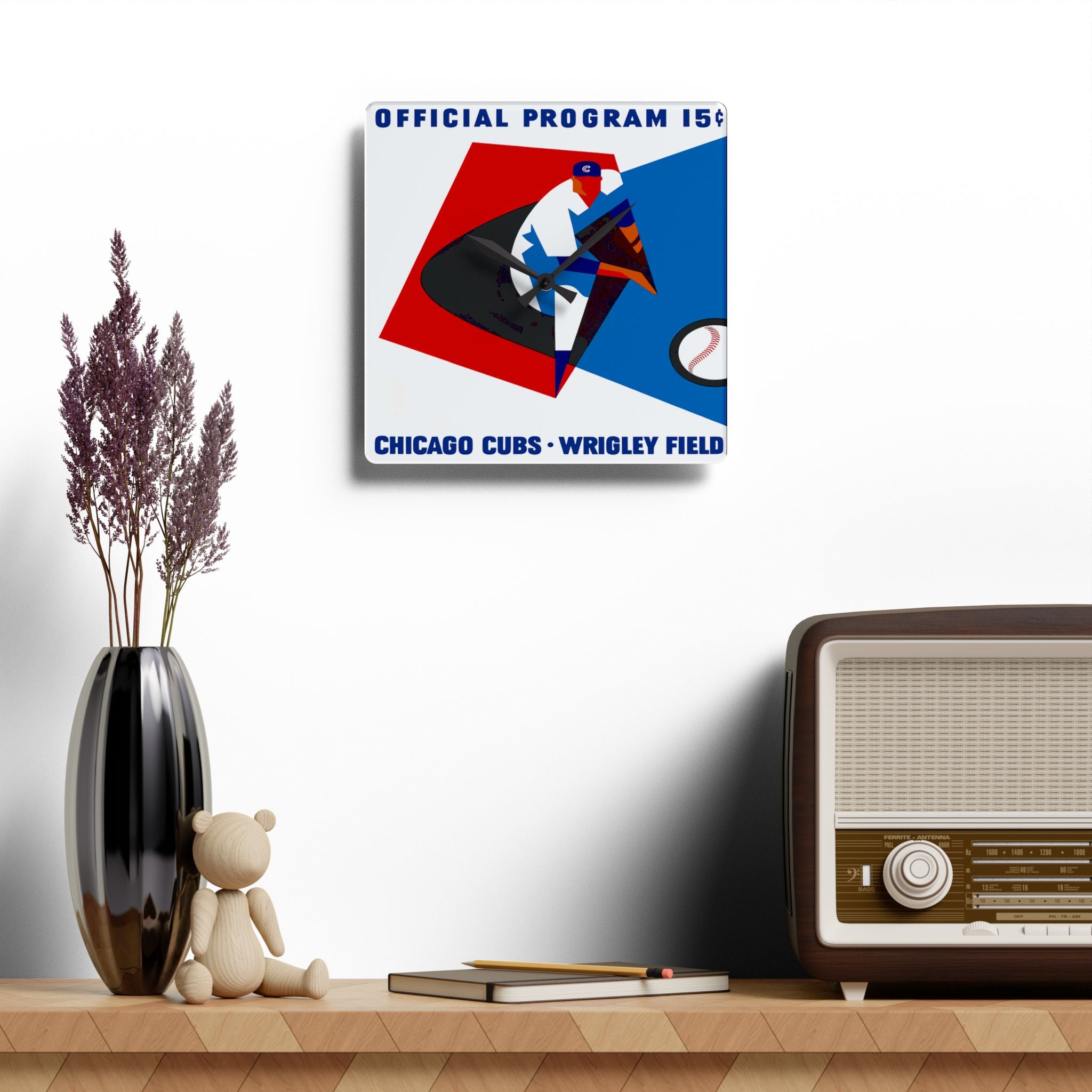 1965 Vintage Chicago Cubs Baseball Program Cover - Acrylic Wall Clock