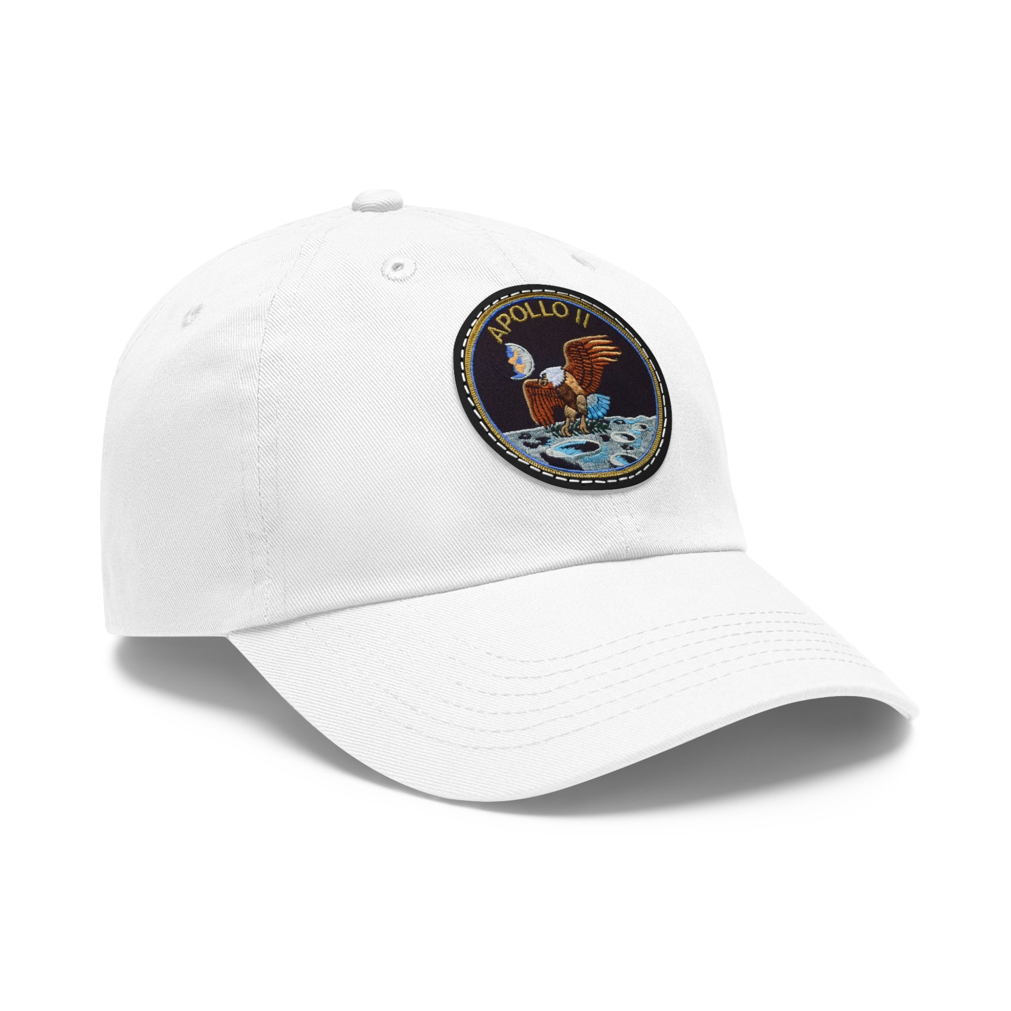 NASA Apollo 11 - Flight Patch - Dad Hat with Leather Patch (Round)