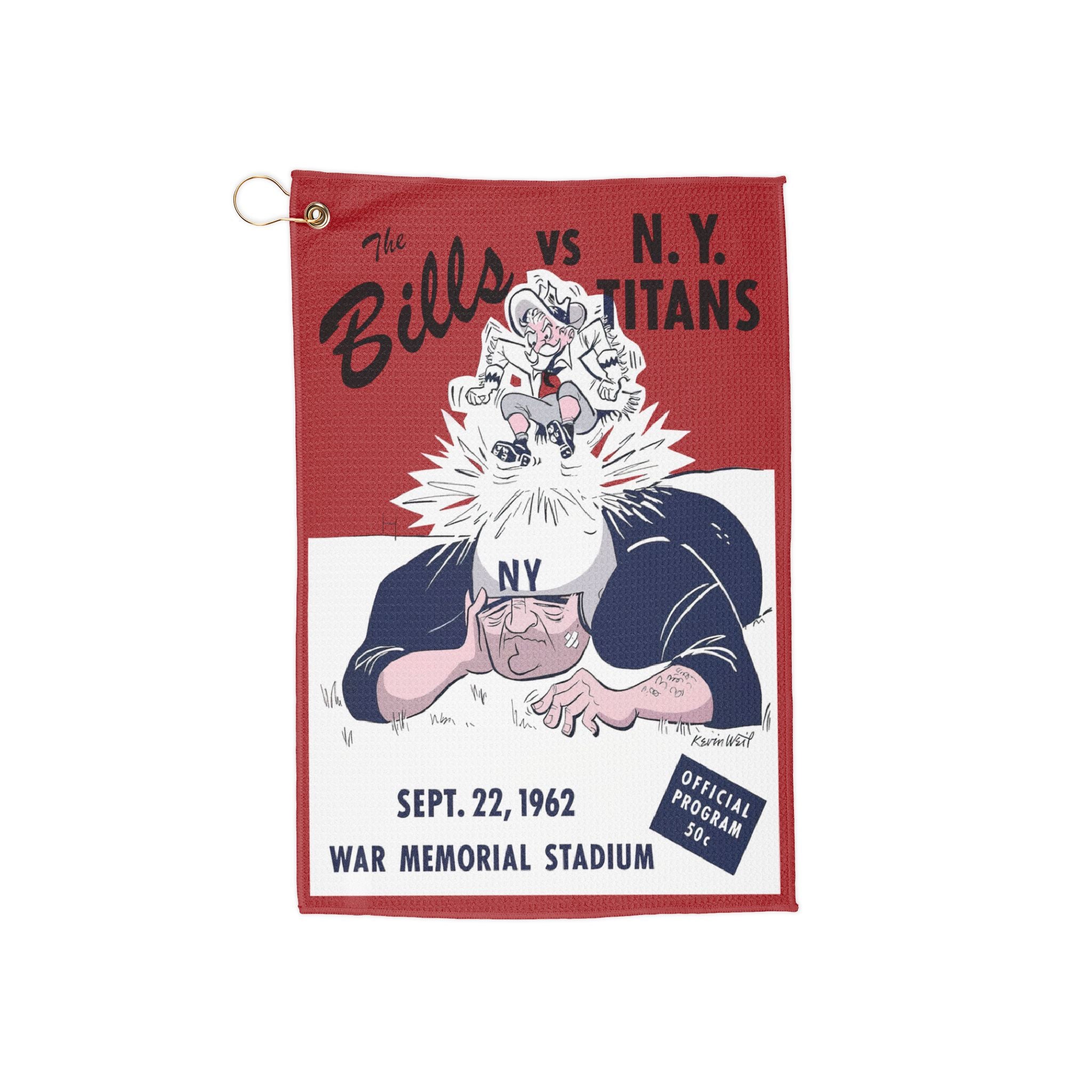 Vintage 1962 Football New York Titans-Buffalo Bills Golf Towel, Sports Fan Gift, Golf Accessory, Retro Sports Decor, Father's Day Gift