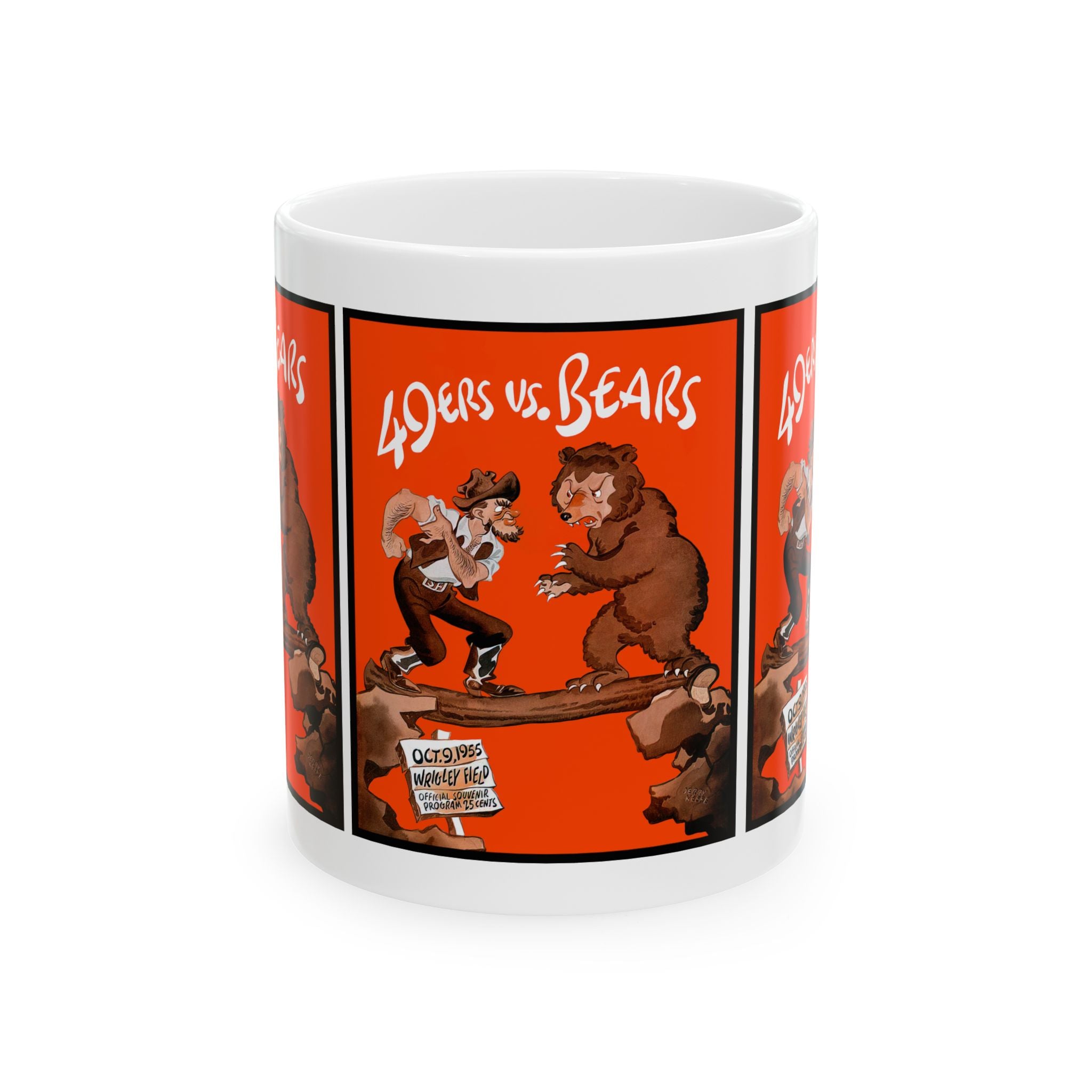 Vintage 1955 Chicago-San Francisco Football Program Ceramic Mug, 11oz - Sports Fan Gift, Coffee Cup, Tea Mug, Retro Sports