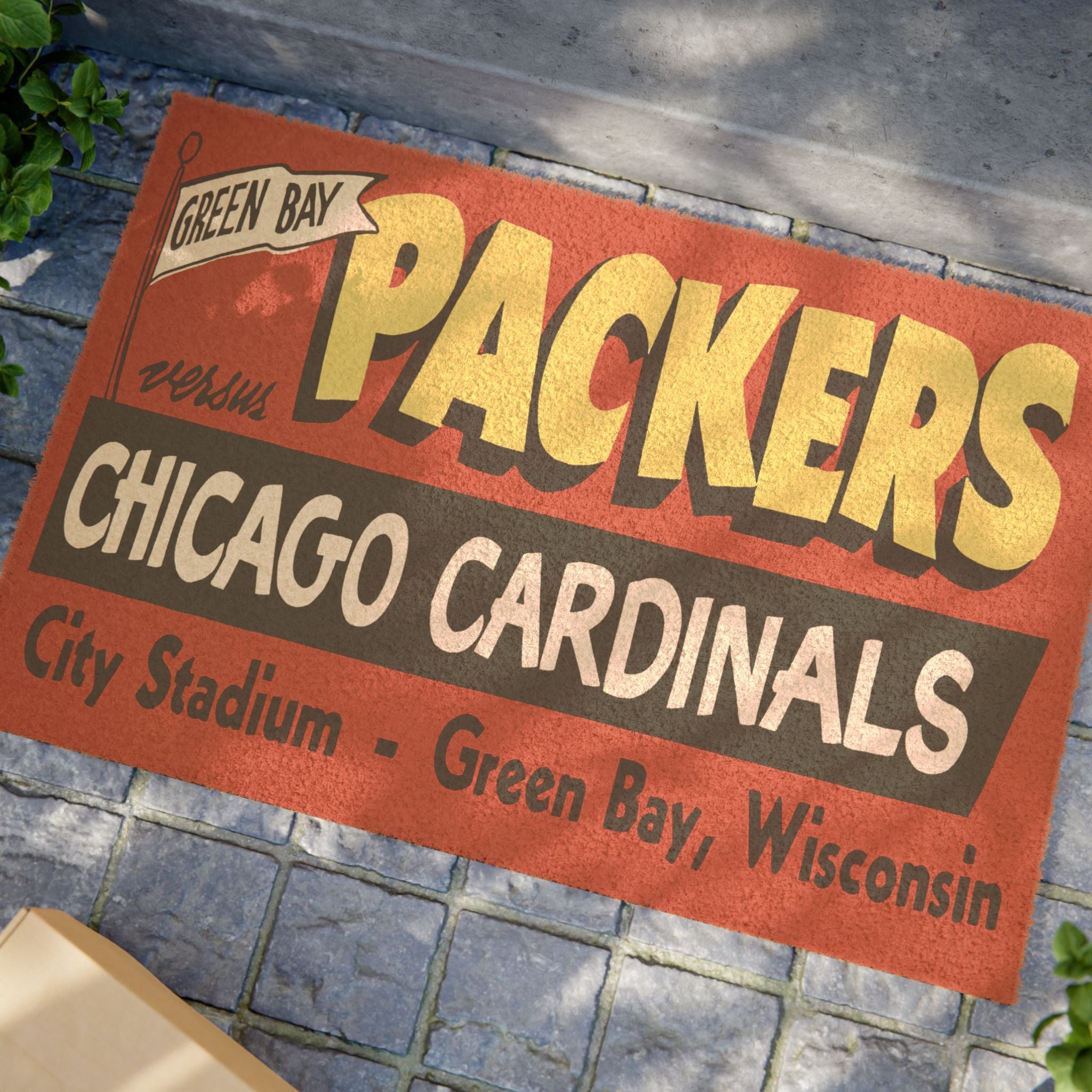 Vintage 1955 Packers vs Cardinals Football Doormat